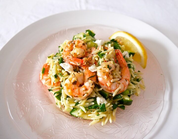 Lemon-Shrimp-with-Garlic-Herbs-&-Orzo-Salad