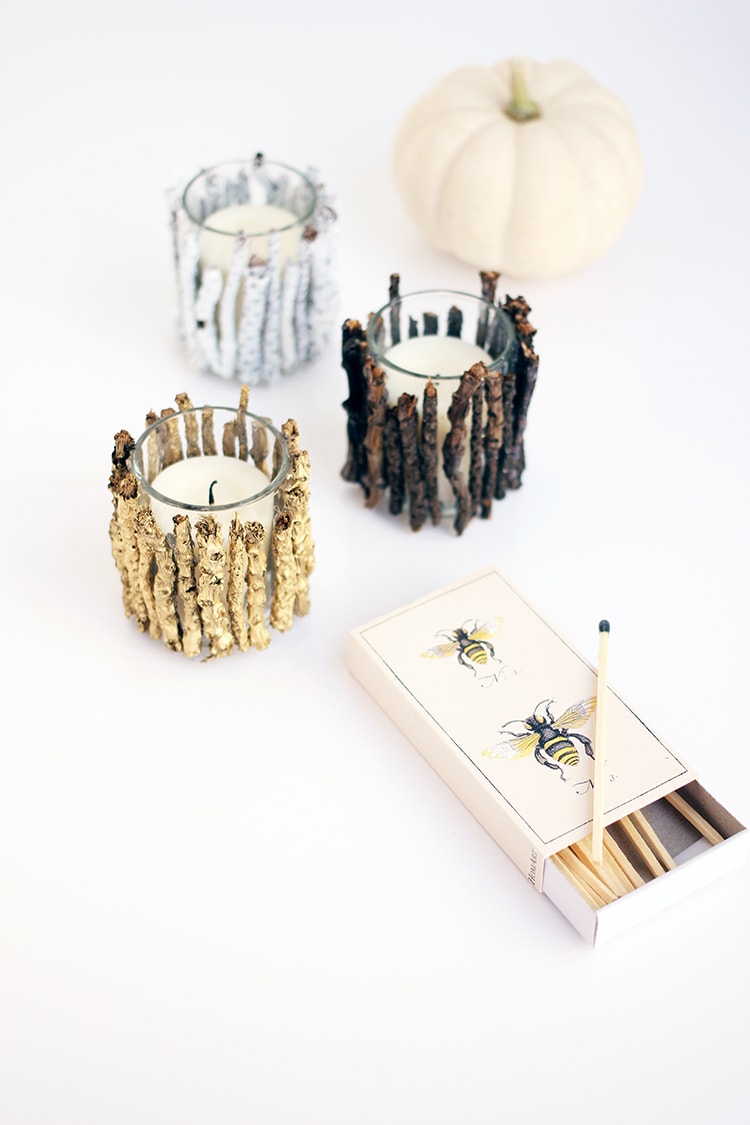 DIY Twig Votive Candle Holders by freutcake