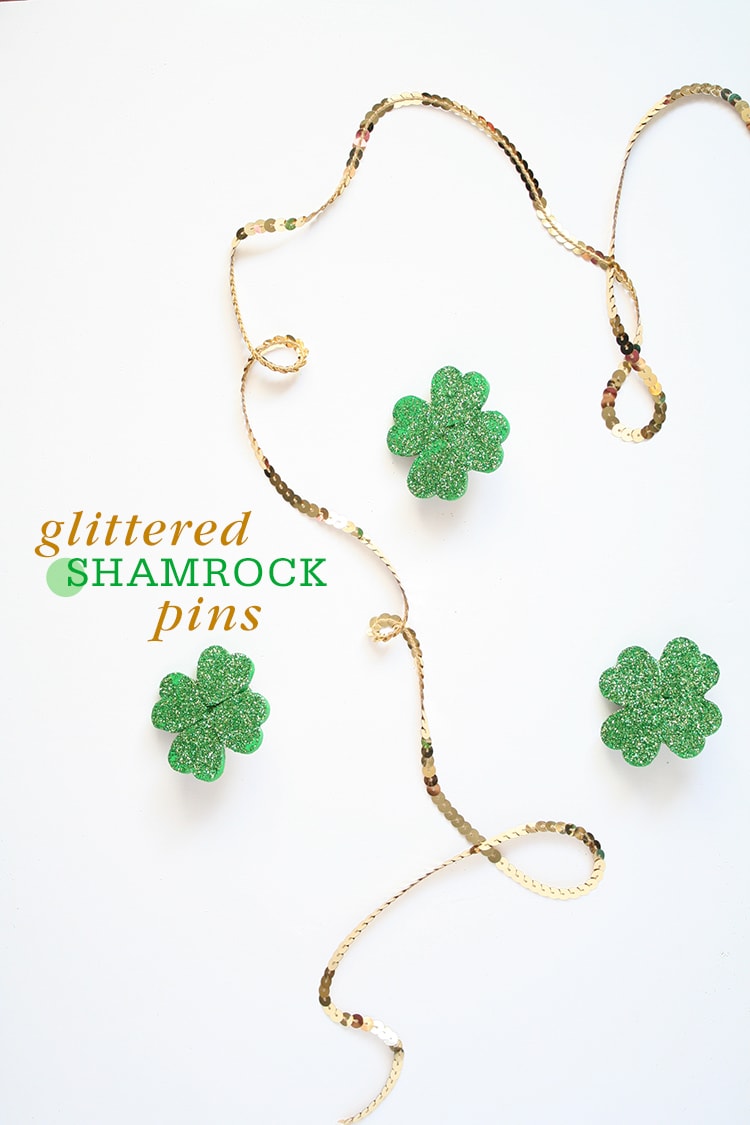 Glittered-Shamrock-Pins