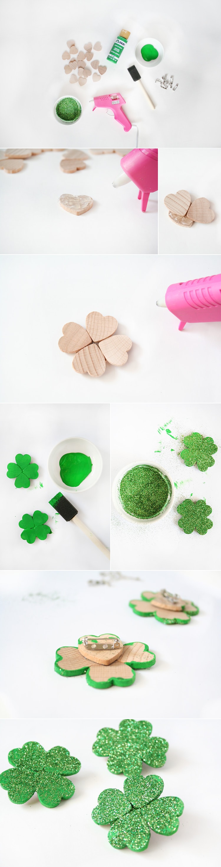 DIY Glittering Shamrock Pin