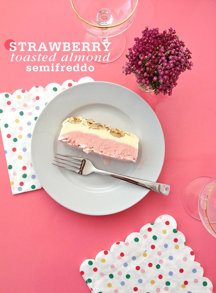 Strawberry Toasted Almond Semifreddo