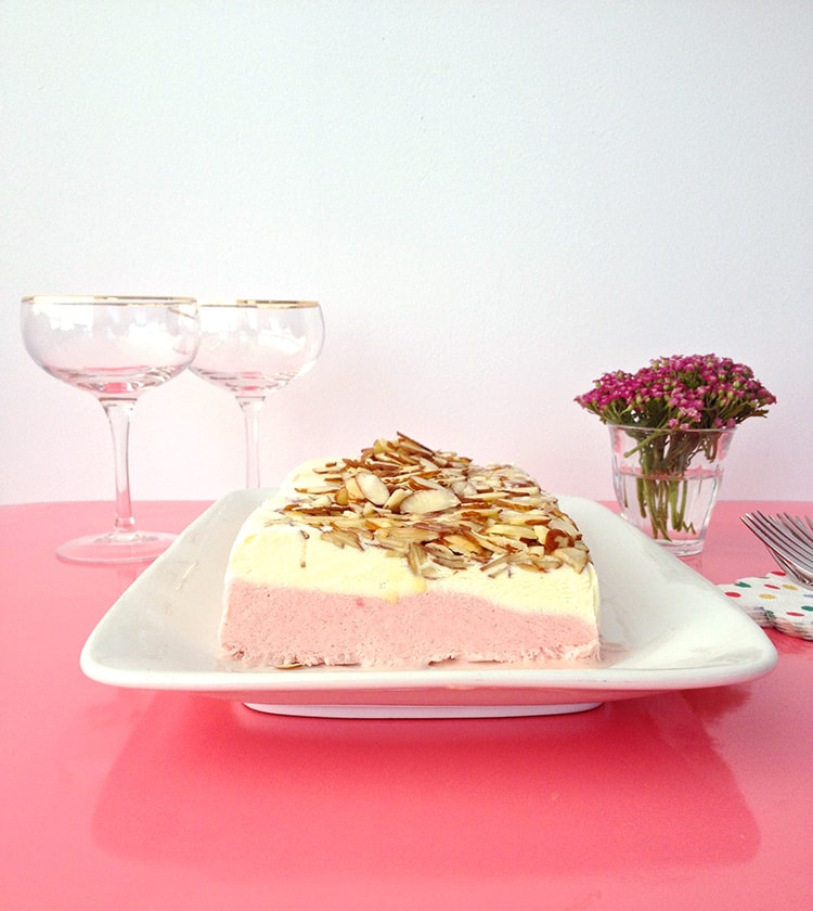 Strawberry Toasted Almond Semifreddo