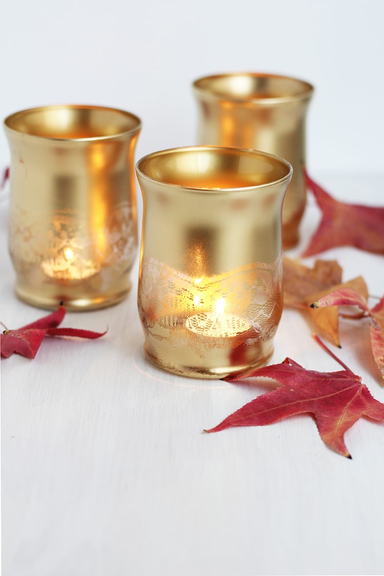 Gold Lace Candle Holders