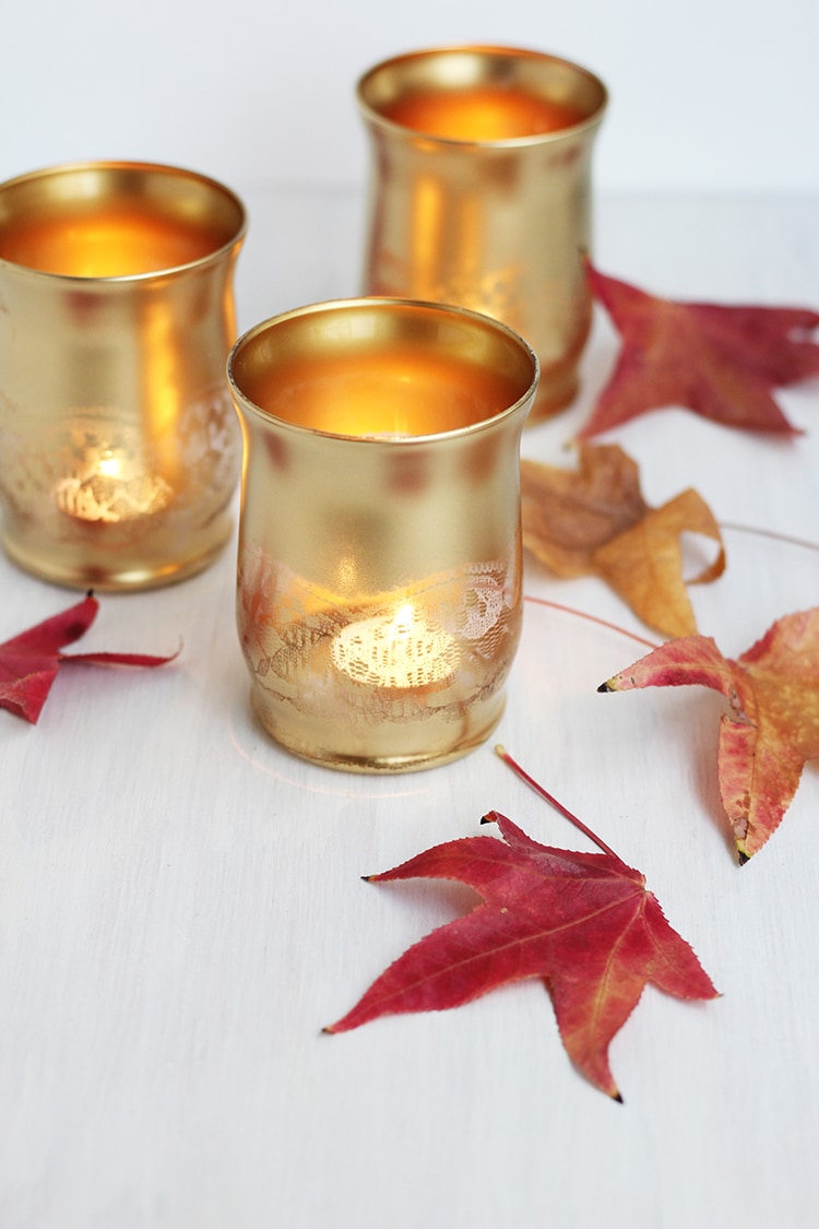 Gold Lace Candle Holders