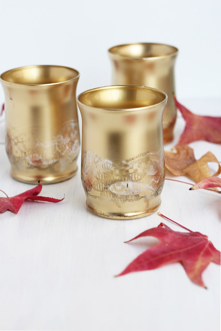 How to make Gold Lace Candle Holders