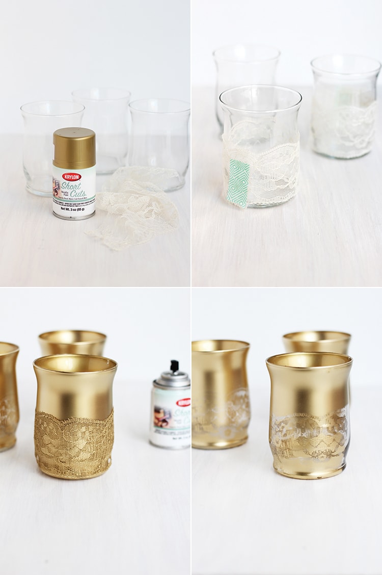 Gold Lace Candle holders