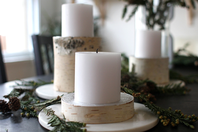 Birch Log Candle Holders