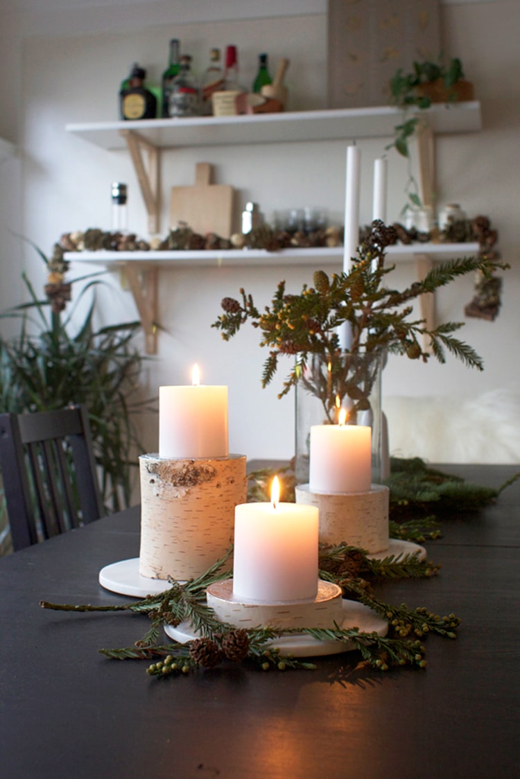 Birch Log Pilar Candle Holders