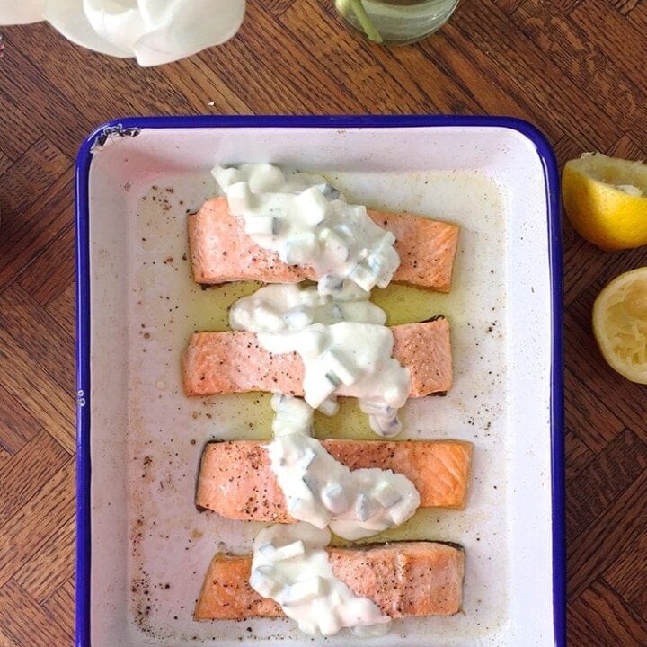 5 Ingredient Salmon with Yogurt Sauce