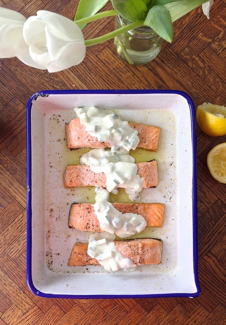 5 Ingredient Salmon with Yogurt Sauce