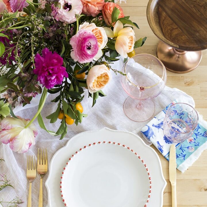 Setting a Spring Table with Anthropologie White Plates