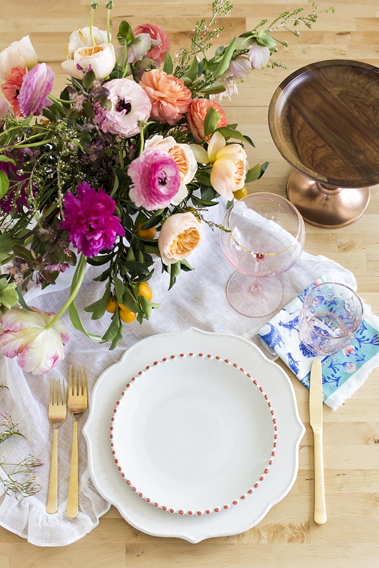 Setting a Spring Table with Anthropologie White Plates