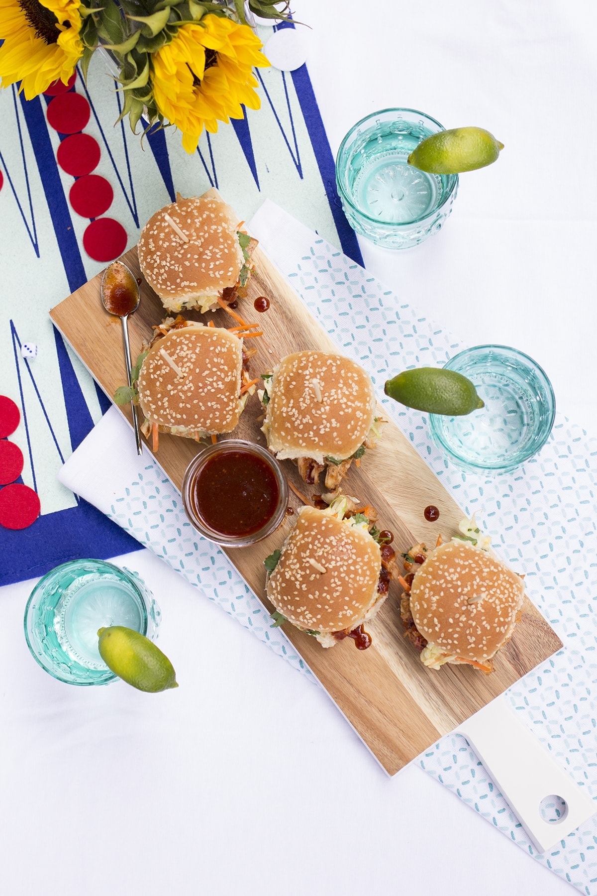 Barbecue Chicken Sliders with Mango Slaw