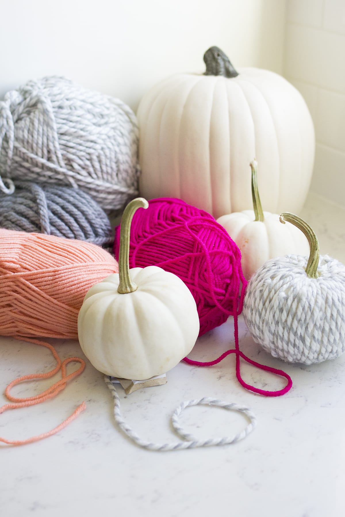 Yarn Covered Pumpkins How-to for Halloween