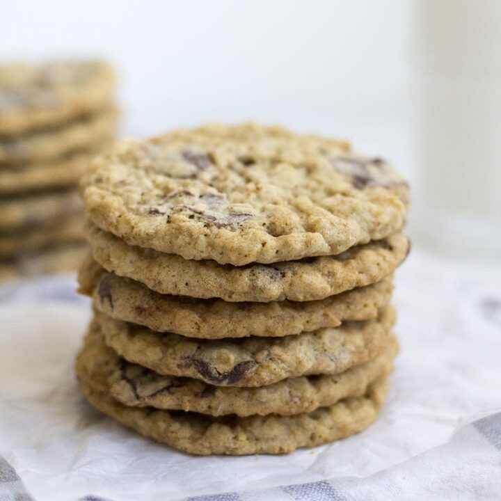 Coconut Oil Chocolate Chunk Oatmeal Cookies