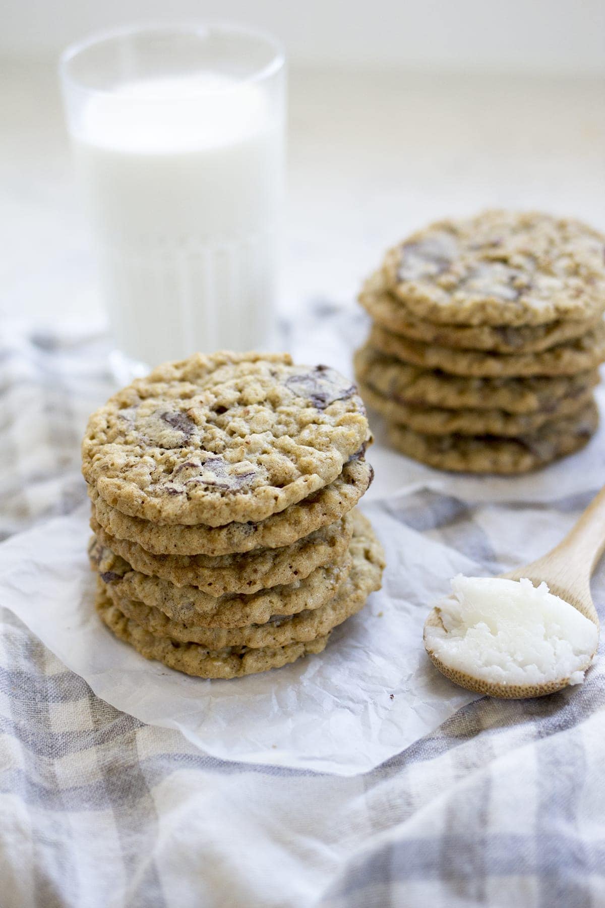 Coconut Oil Chocolate Chunk Oatmeal Cookies