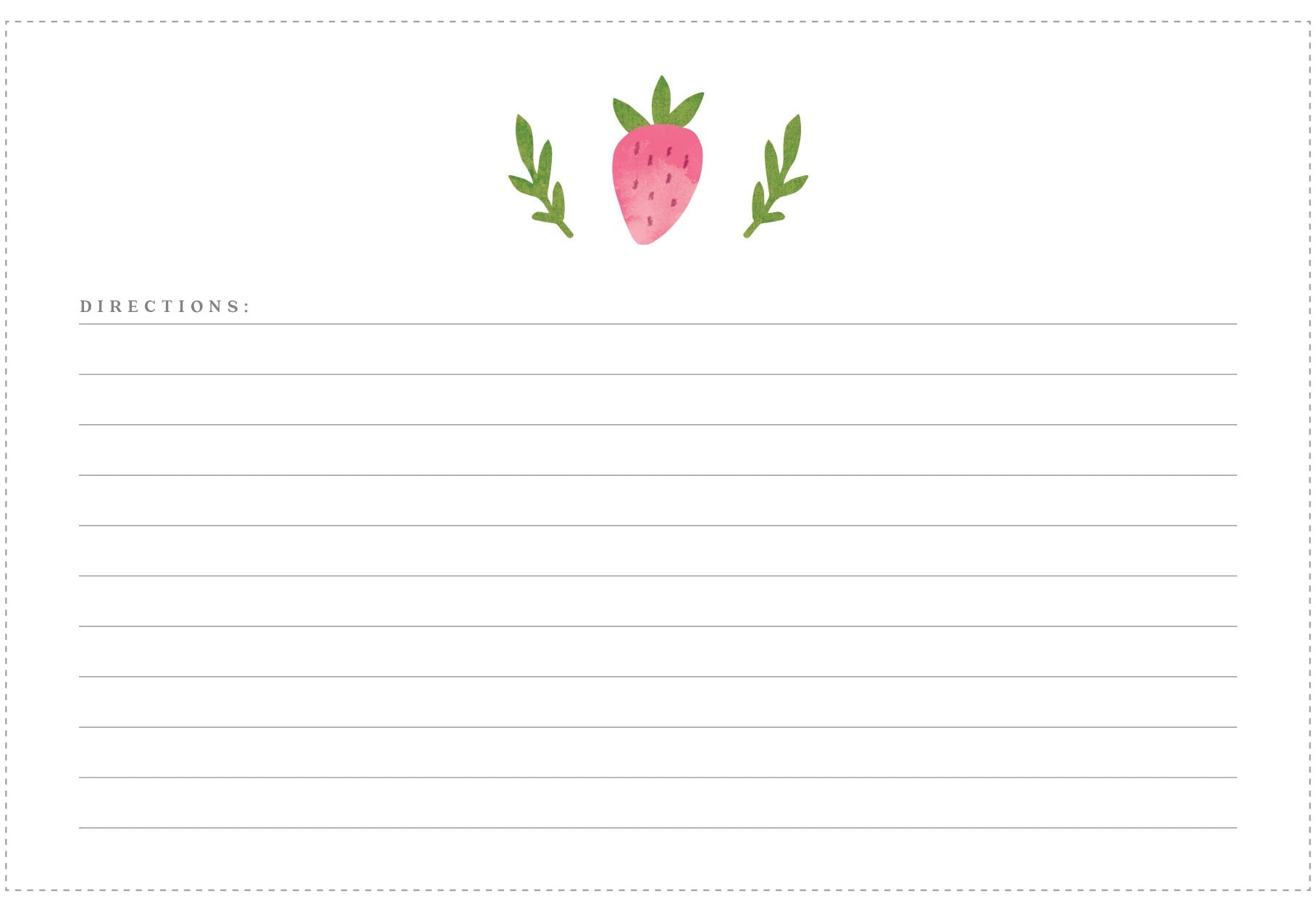 February Printable Recipe Card