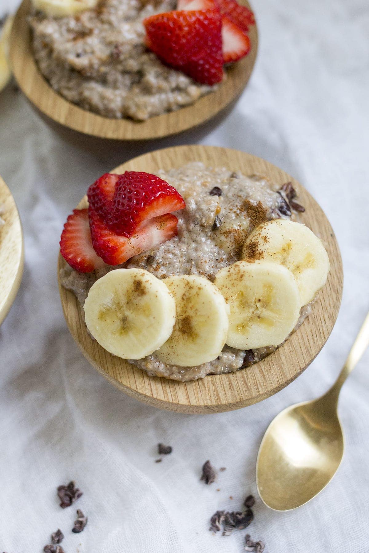 Breakfast Chia Pudding with Almond Butter and Cocoa Nibs