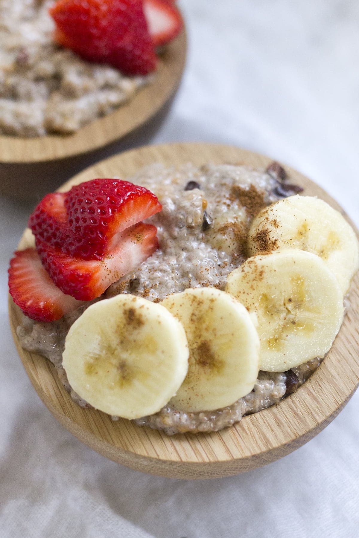 Breakfast Chia Pudding with Almond Butter and Cocoa Nibs