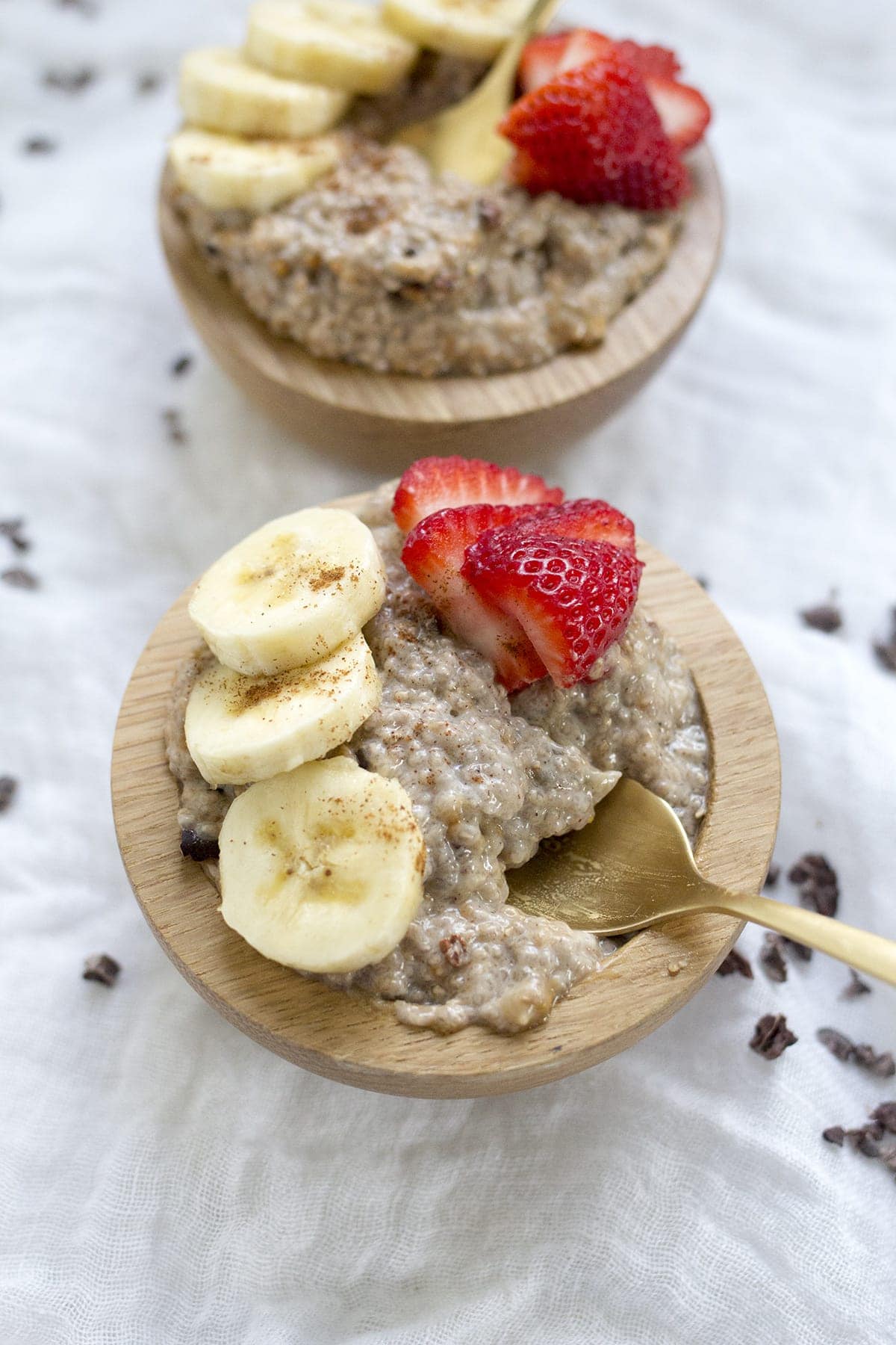 Breakfast Chia Pudding with Almond Butter and Cocoa Nibs