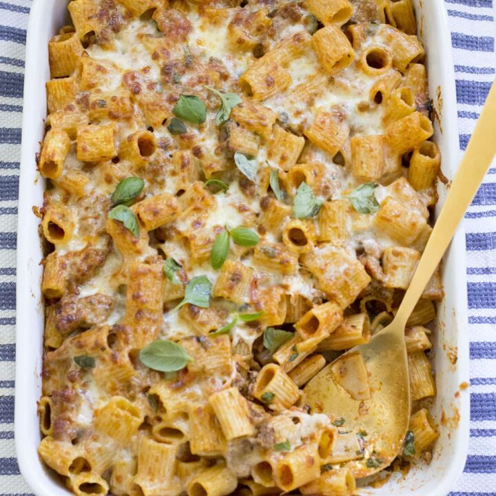 Creamy Baked Sausage Rigatoni