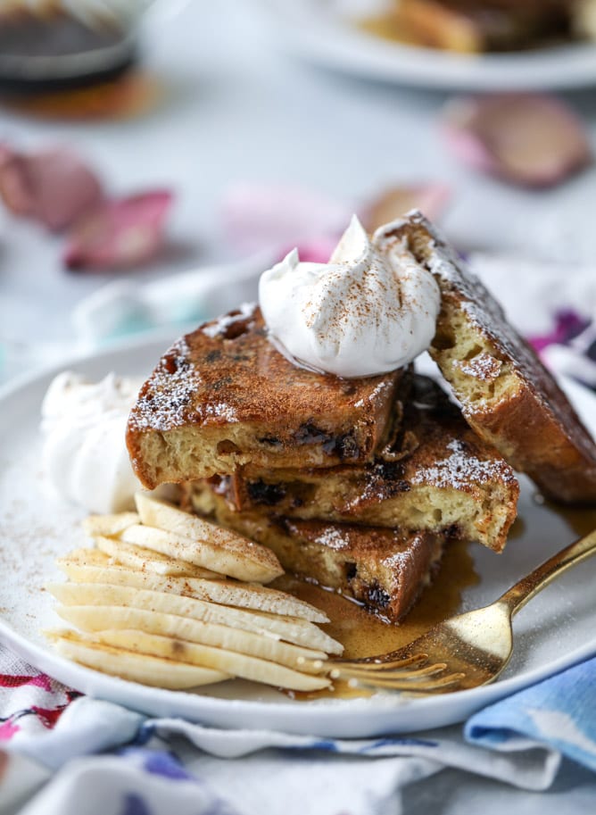 Irish Soda Bread French Toast with Whiskey Syrup and Whipped Cream