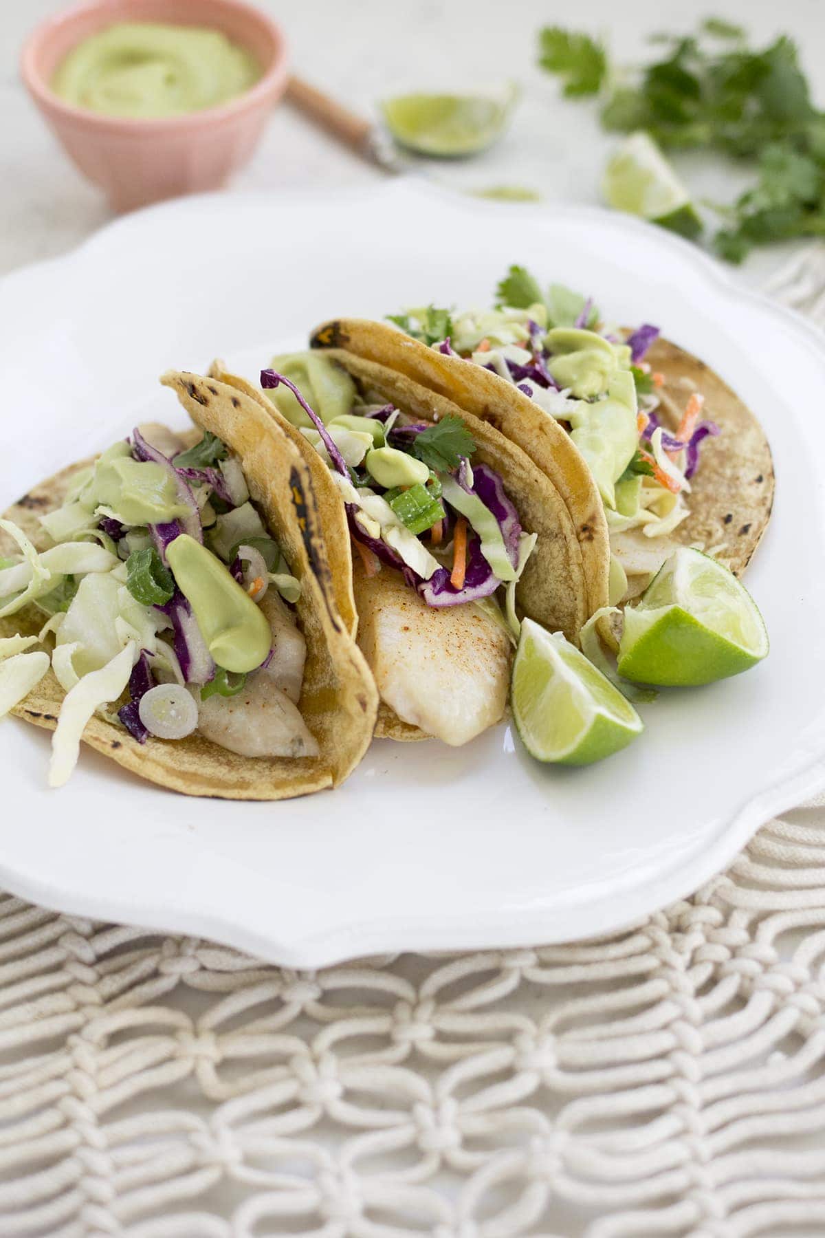 Fish Tacos with Coconut Avocado Crema