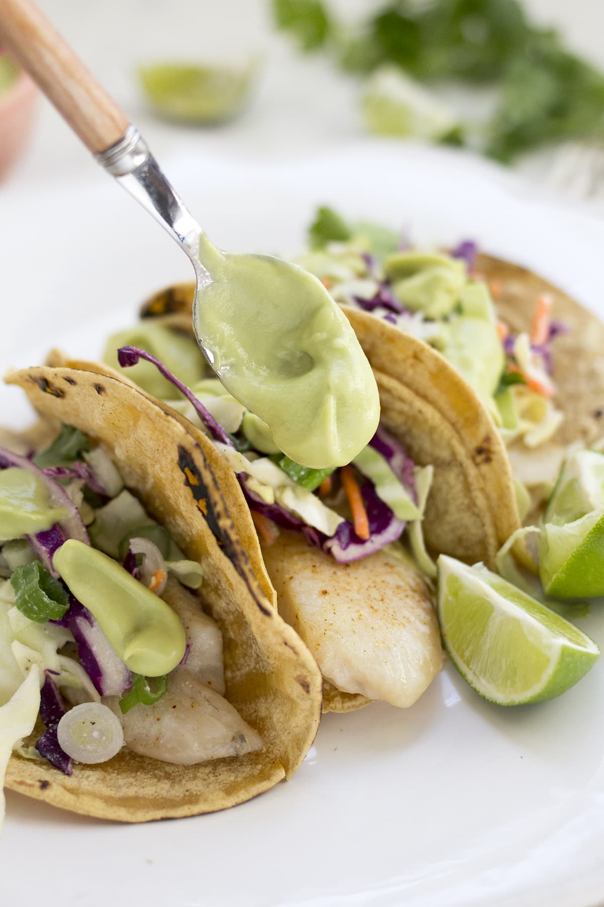 Fish Tacos with Coconut Avocado Crema