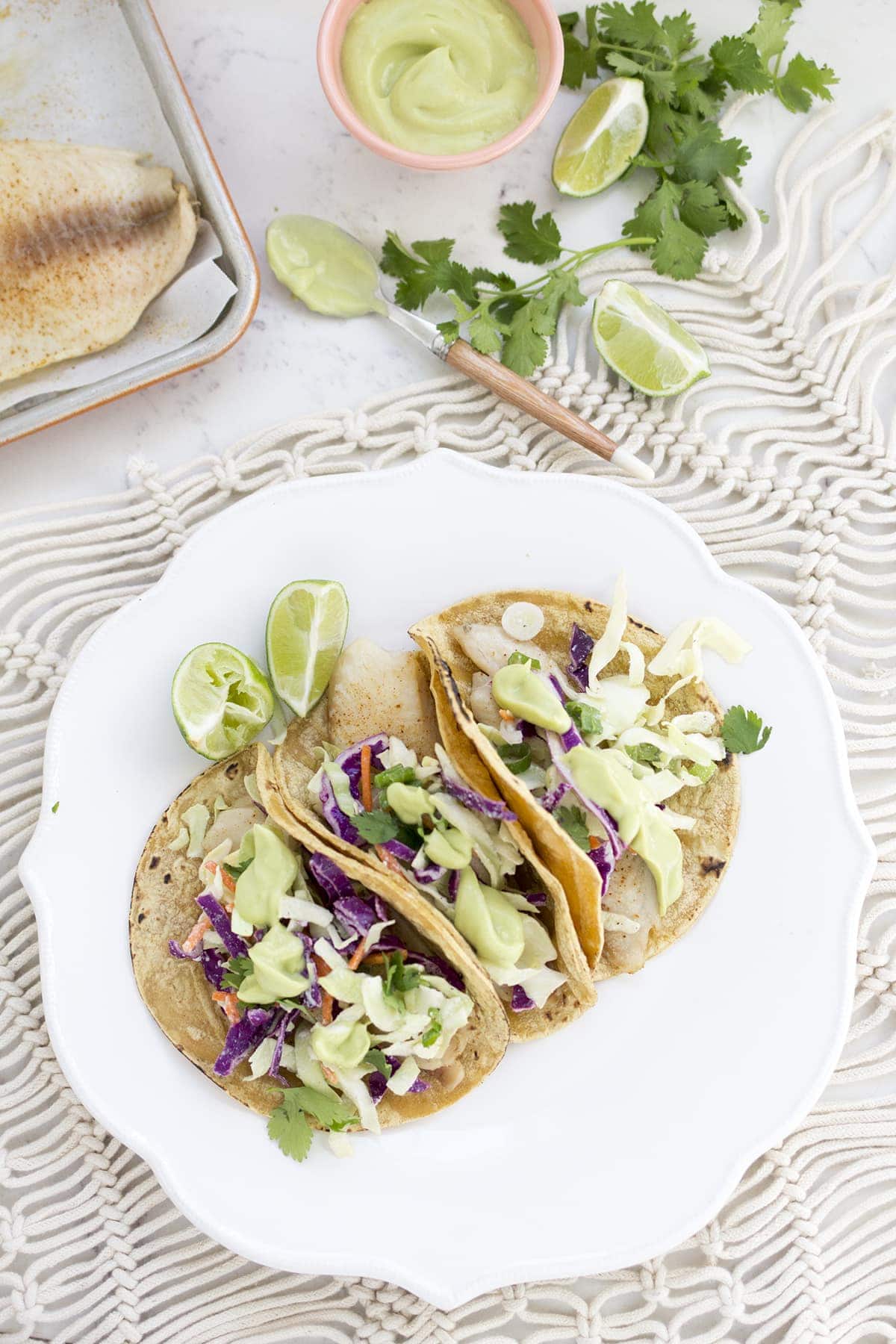 Fish Tacos with Coconut Avocado Crema