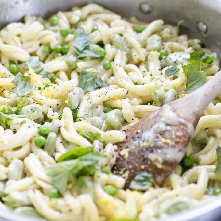 Lemony Pasta with Fava Beans and Peas