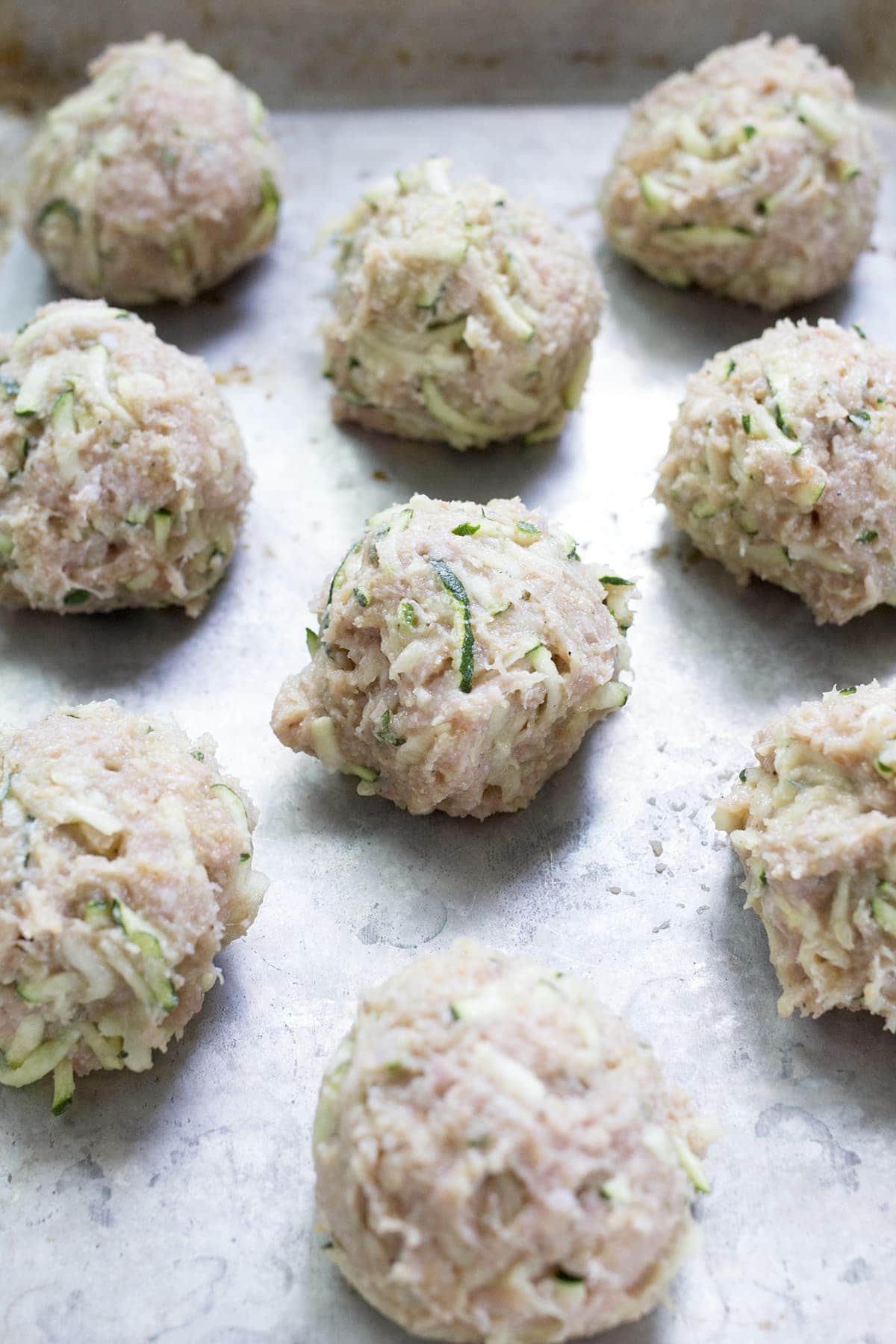 Turkey Zucchini Meatballs with Mint Basil Pesto