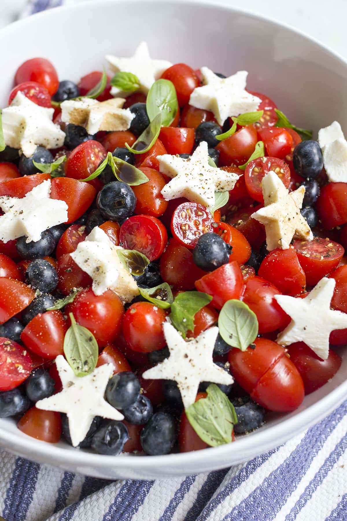 Red, White & Blue Caprese Salad - party foods