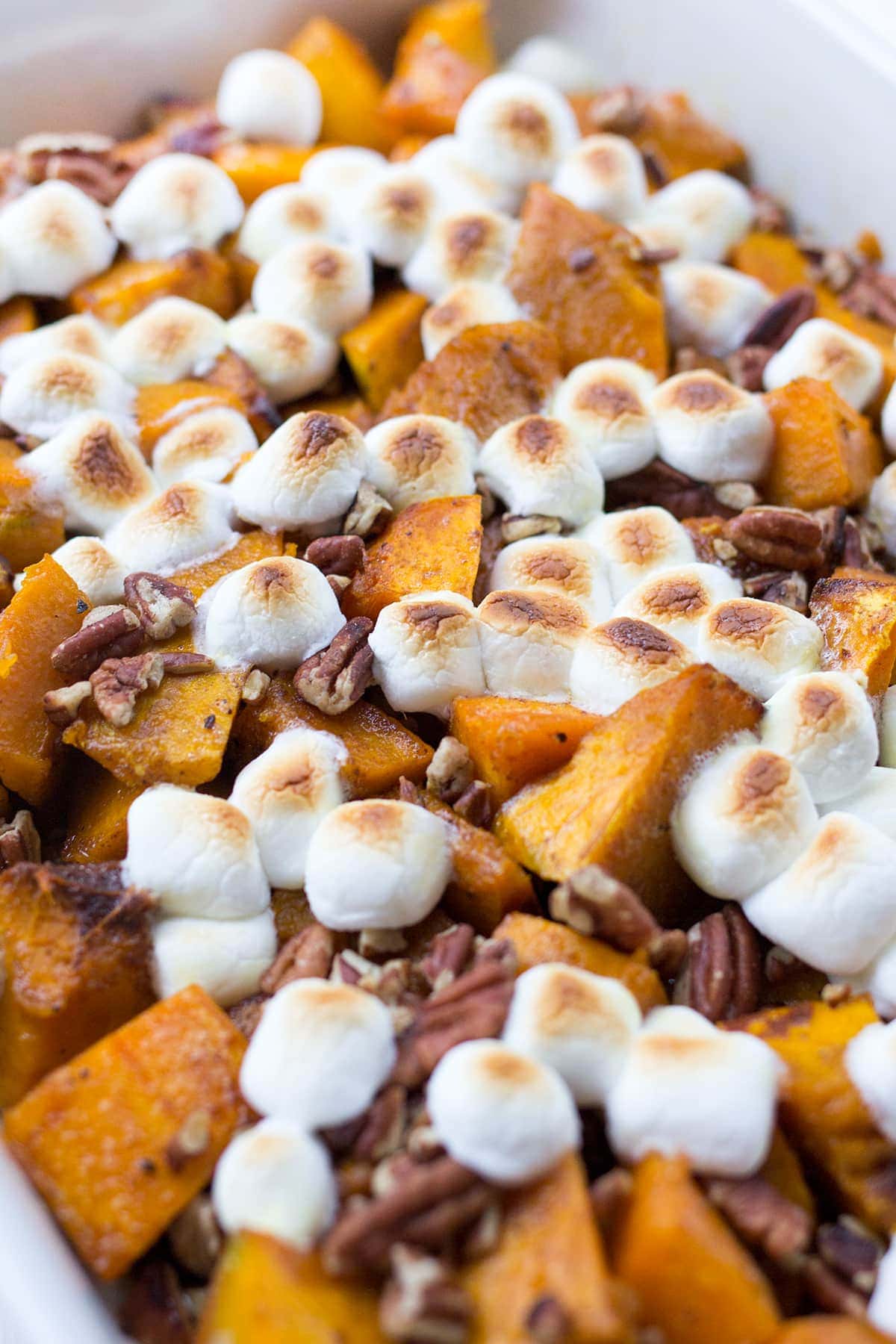 Roasted Kobucha Squash with Brown Butter, Marshmallows and Pecans