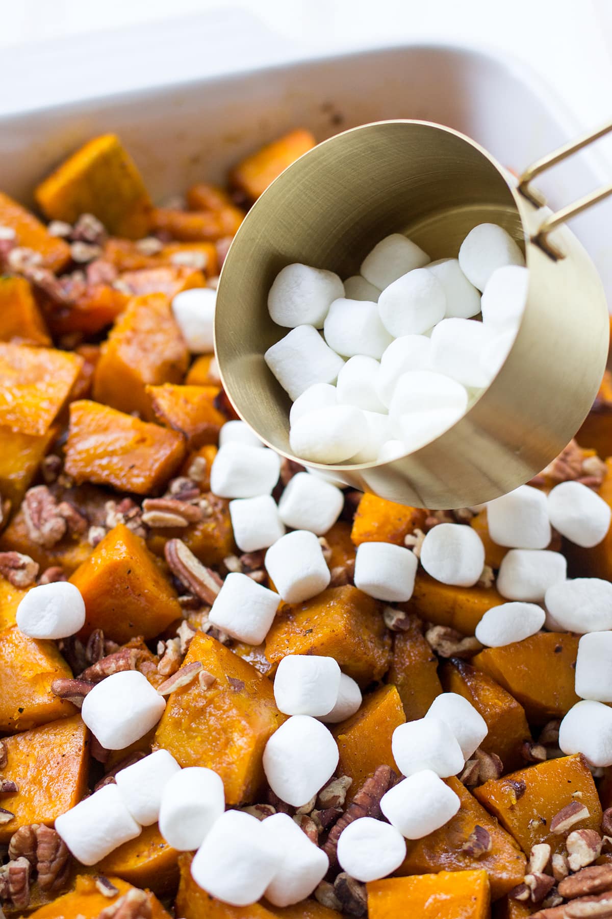 Roasted Kobucha Squash with Brown Butter, Marshmallows and Pecans