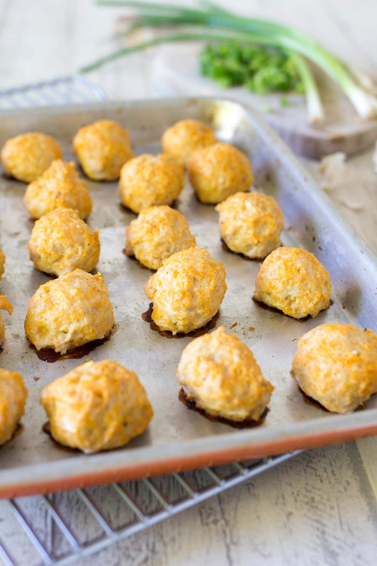 Game Day Buffalo Chicken Meatballs with Blue Cheese