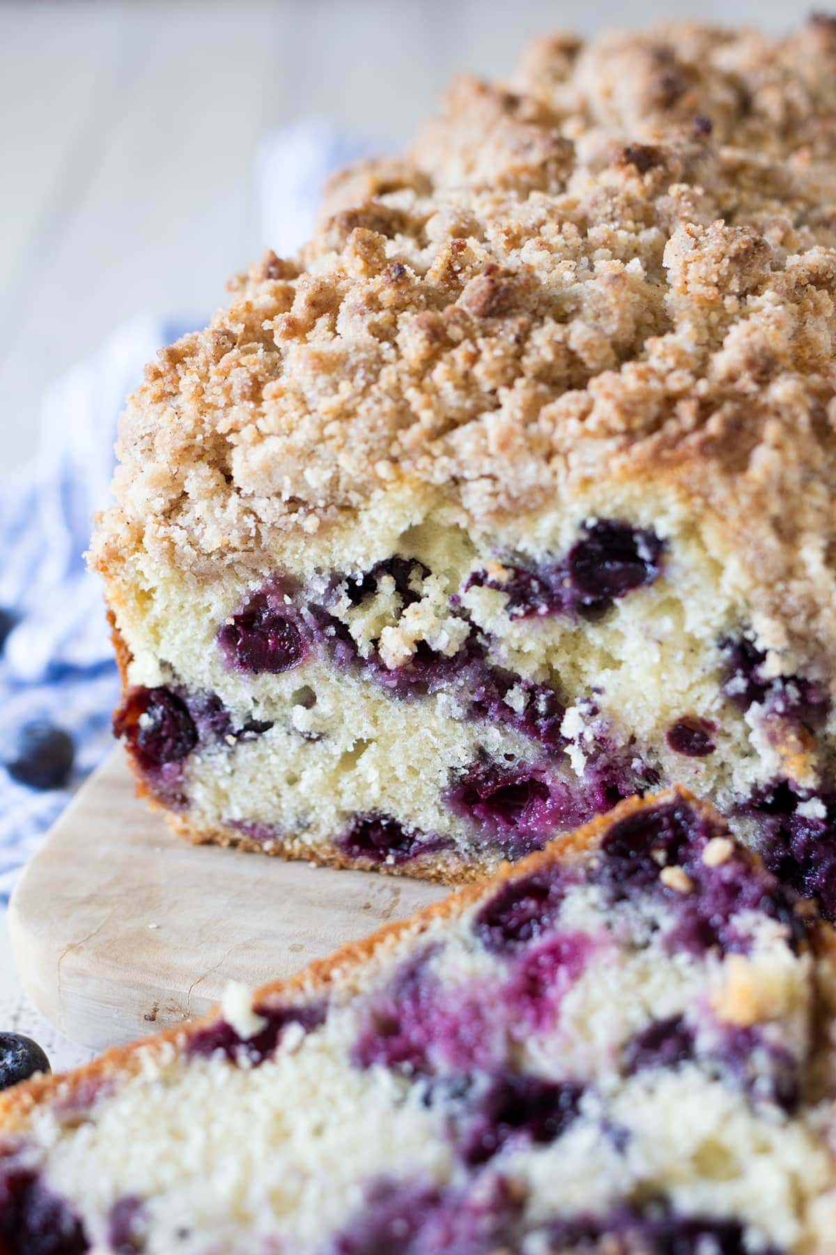 Blueberry Muffin Coffee Cake with a cinnamon crumble topping.