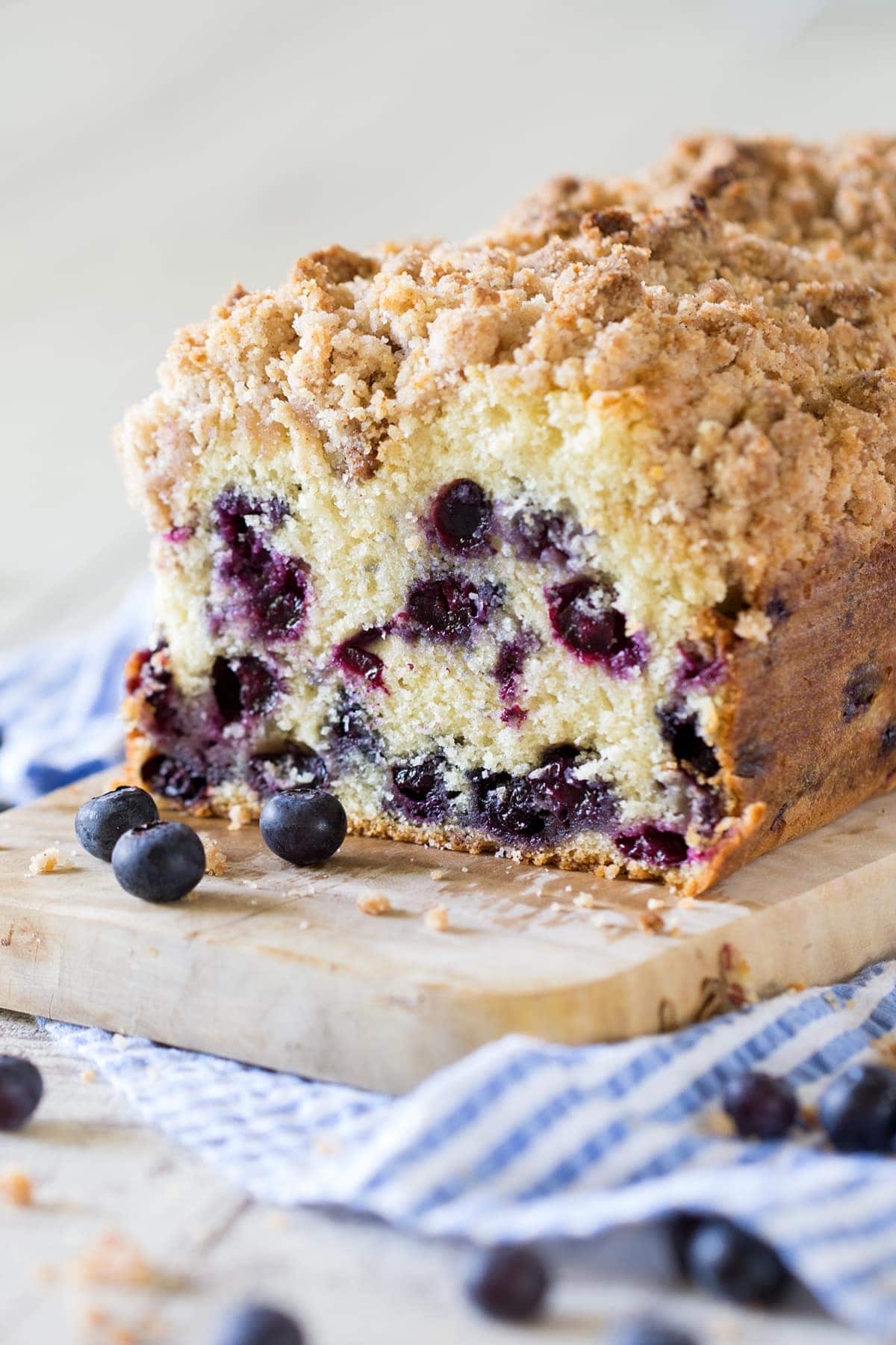 Blueberry Muffin Coffee Cake with a cinnamon crumble topping.