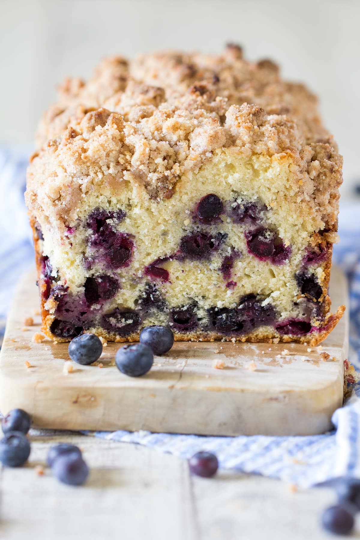Blueberry Muffin Coffee Cake with a cinnamon crumble topping.