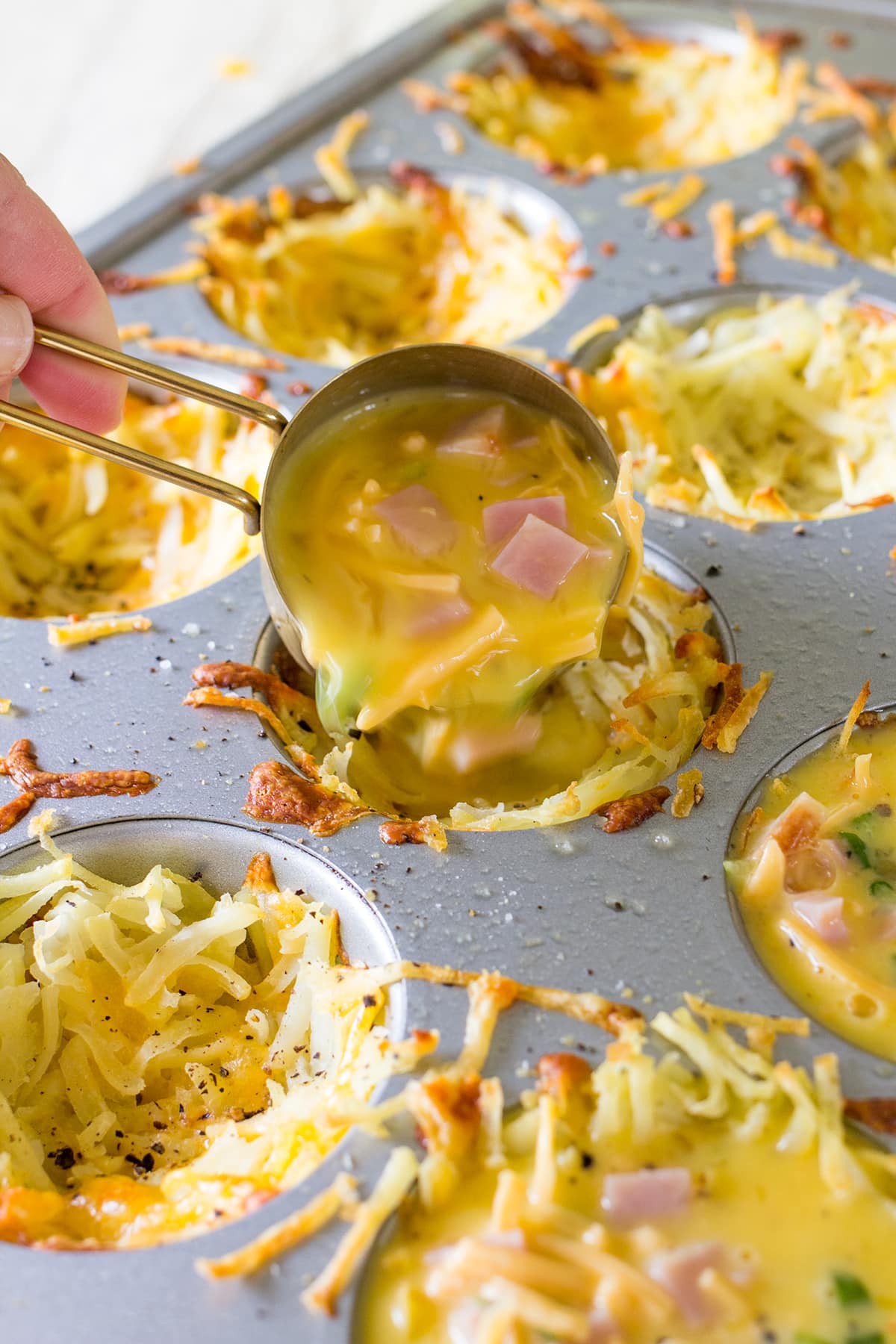 Leftover Easter Ham Breakfast Egg Nests