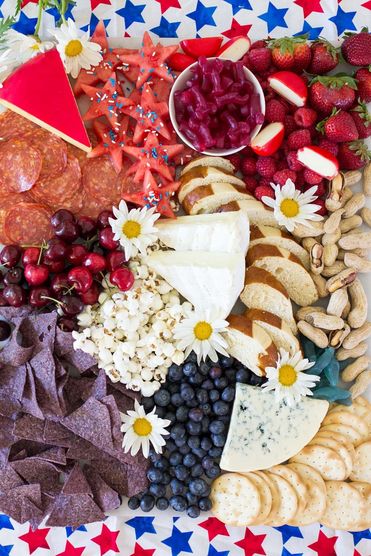 Ultimate Red White and Blue 4th of July Cheese Board