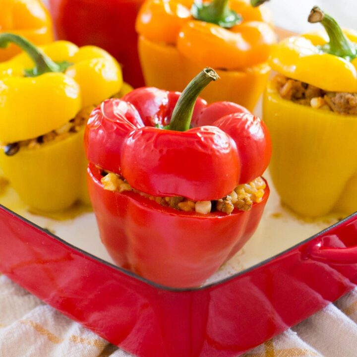 Easy Mexican Stuffed Peppers with Turkey and Rice also known as the best stuffed pepper recipe
