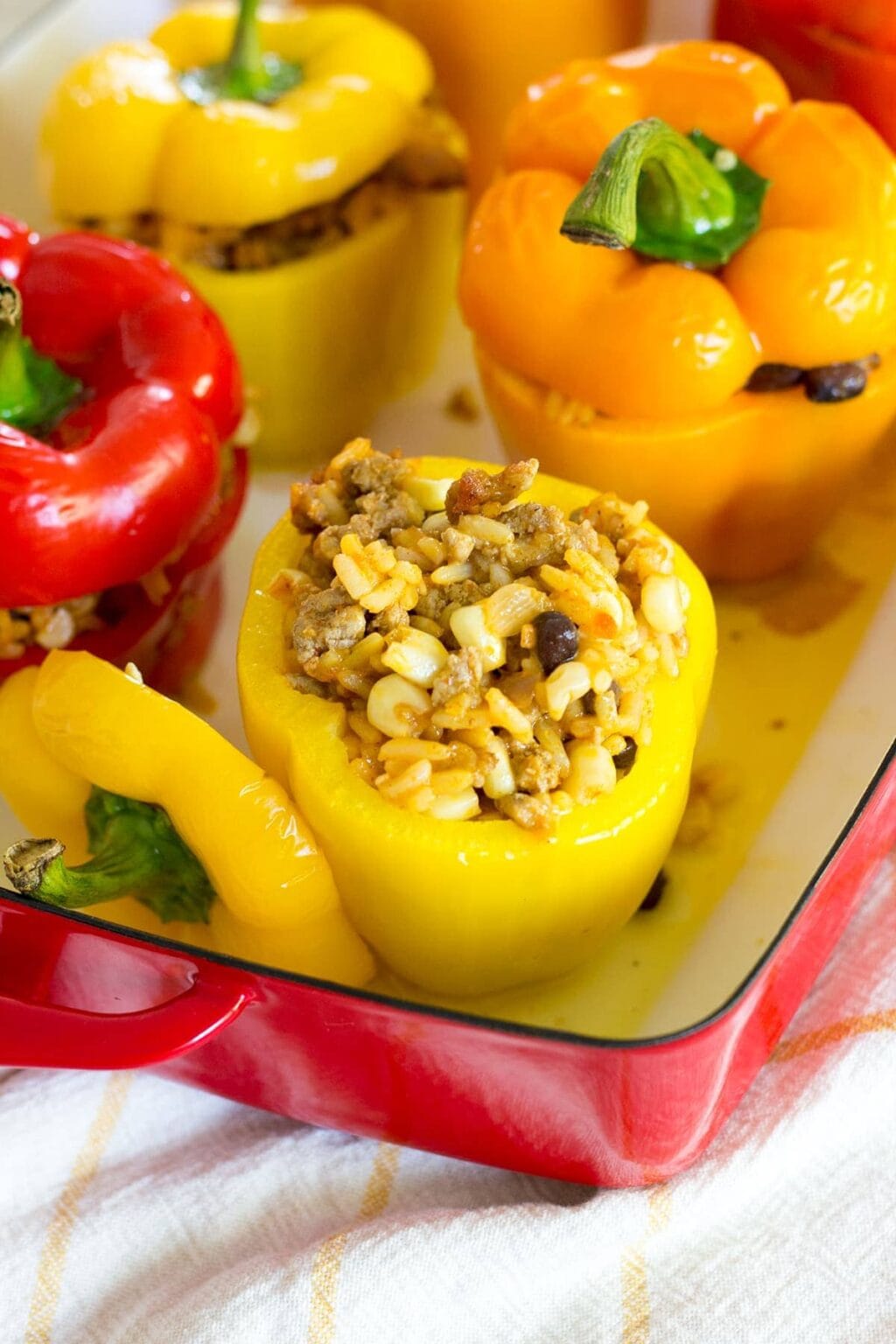 Easy Stuffed Peppers with Mexican Rice and Turkey • Freutcake