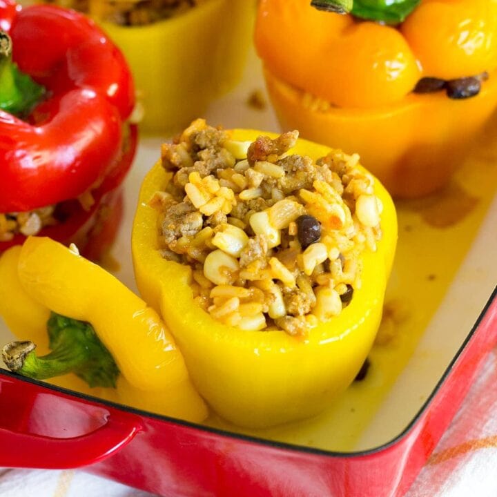 Easy Mexican Stuffed Peppers with Turkey and Rice also known as the best stuffed pepper recipe