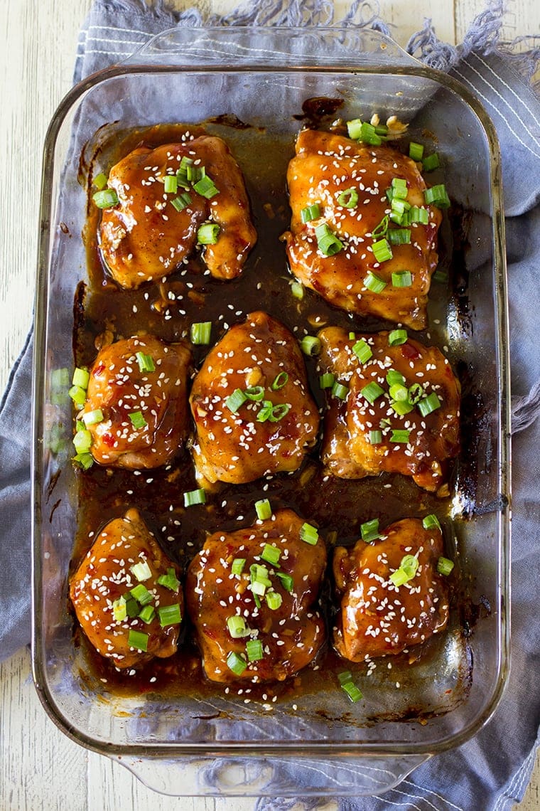 Sticky Baked Asian Chicken Thighs #boneless #stickyasianchicken #skinless #chickenthighs #asianchicken #easy #easyasianchicken #sticky #spicy #sweet