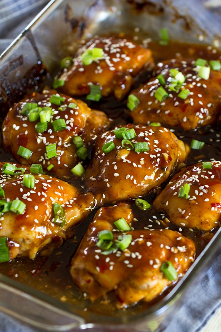 Sticky Baked Asian Chicken Thighs #boneless #stickyasianchicken #skinless #chickenthighs #asianchicken #easy #easyasianchicken #sticky #spicy #sweet