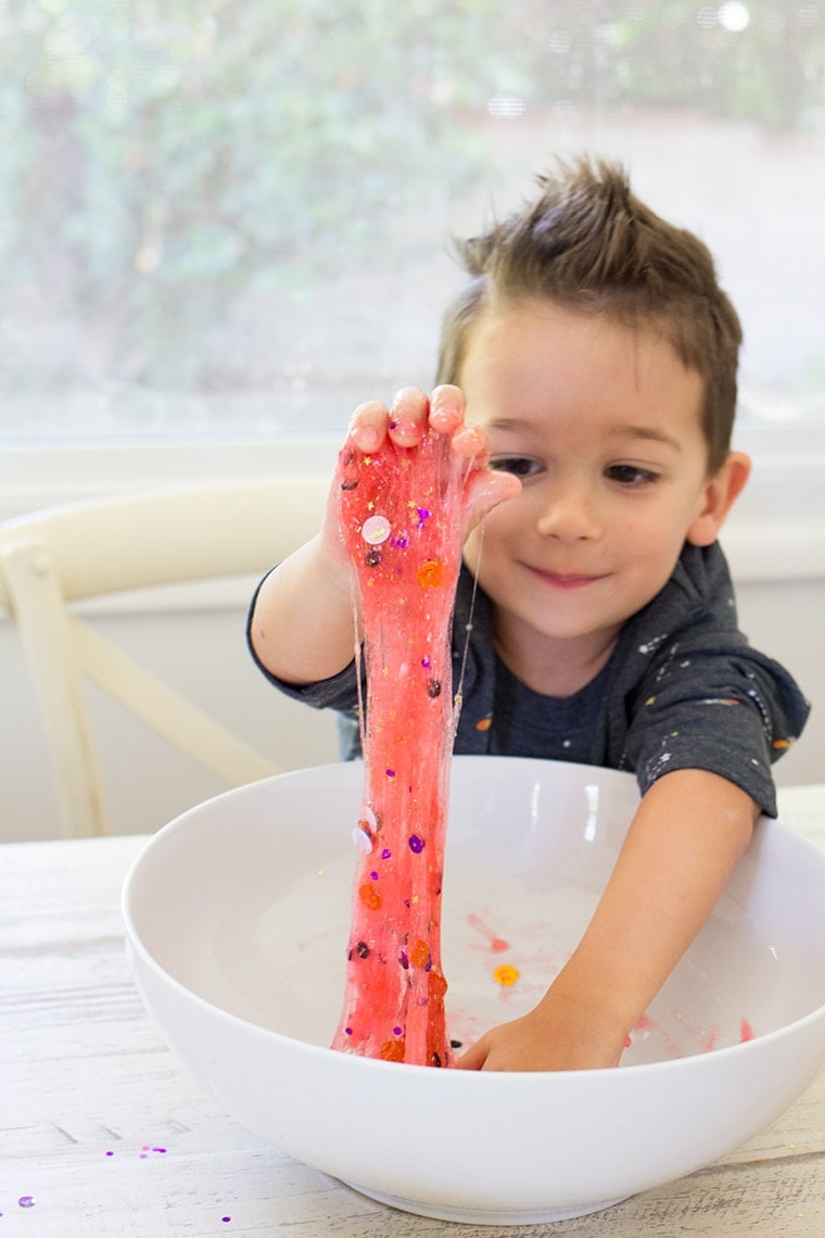 Toddler Safe Halloween Glitter Slime Recipe • Freutcake