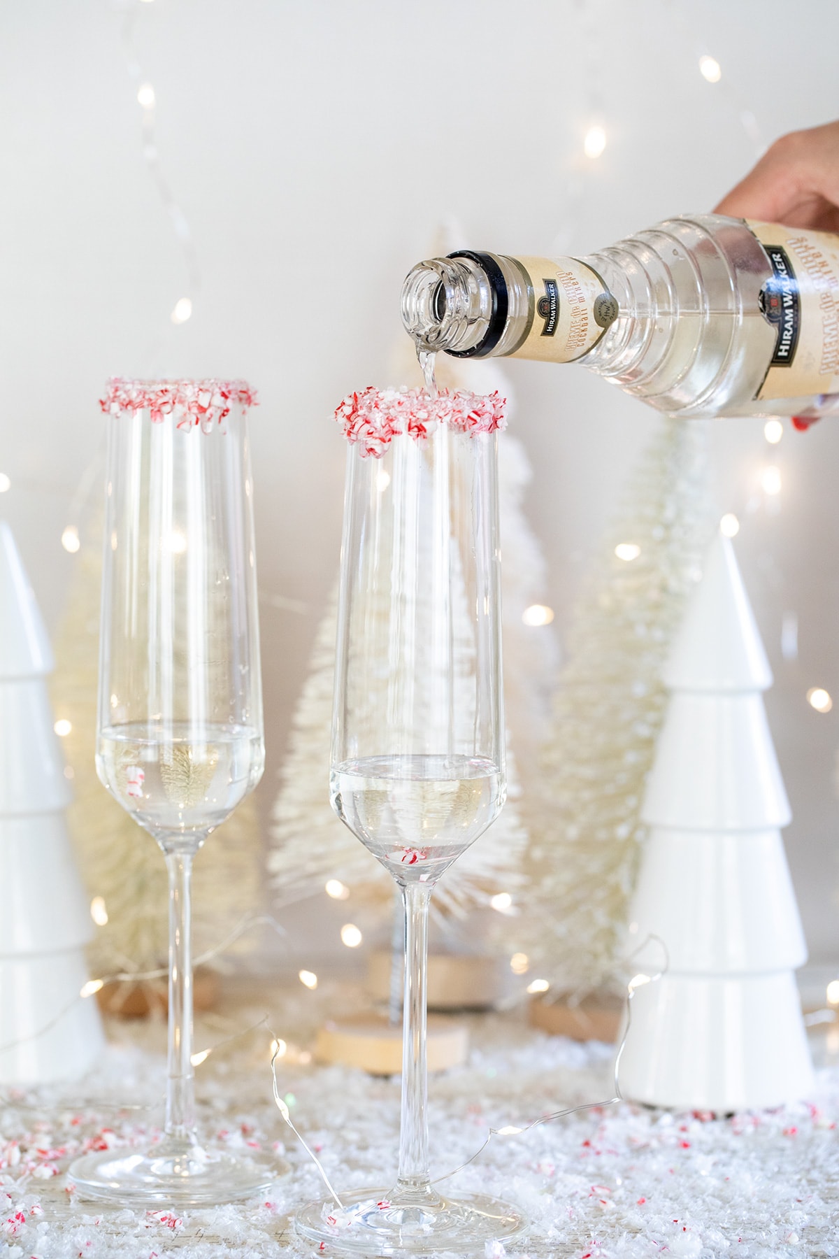 Peppermint White Christmas Champagne Cocktail