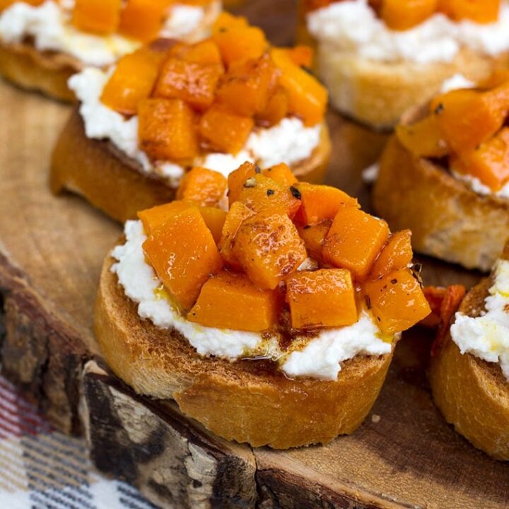 Roasted Butternut Squash and Ricotta Crostini
