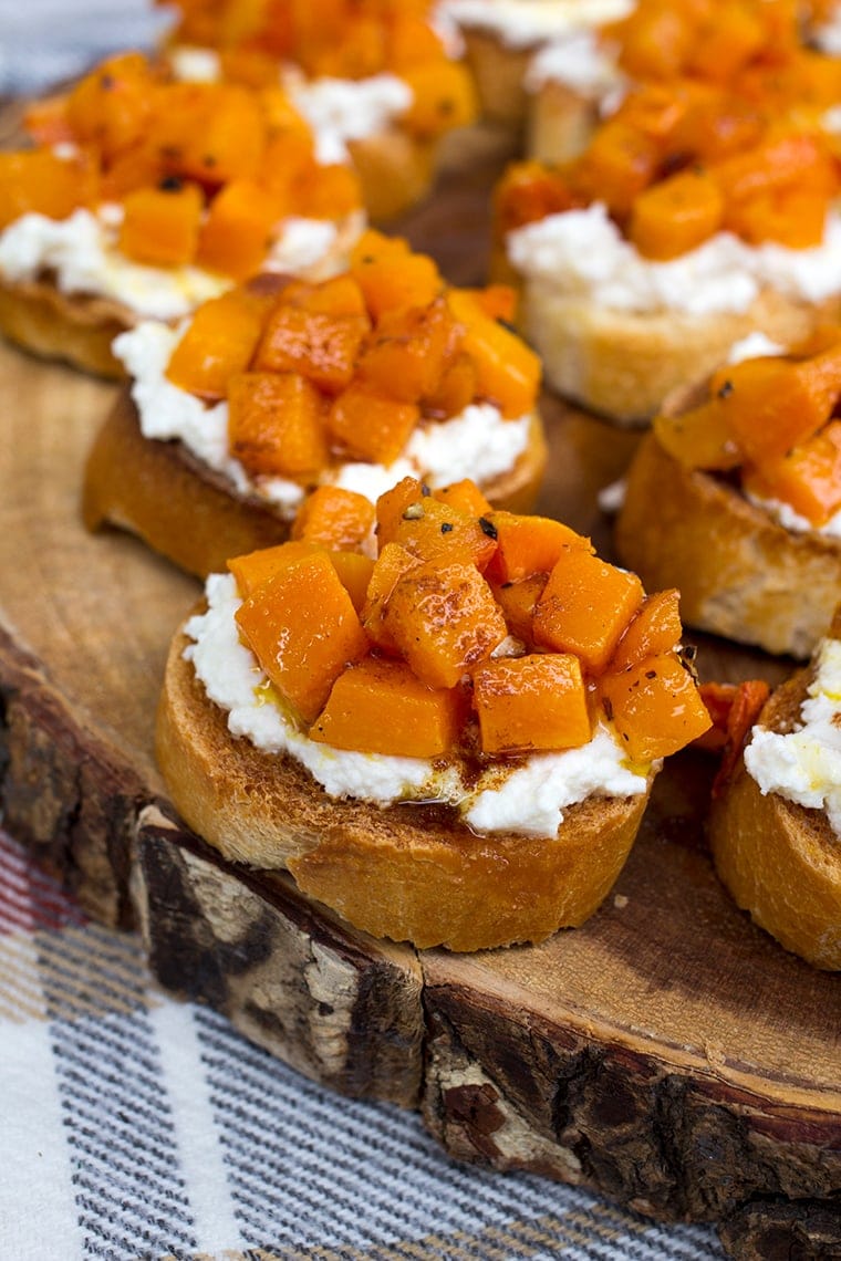 Roasted Butternut Squash and Ricotta Crostini