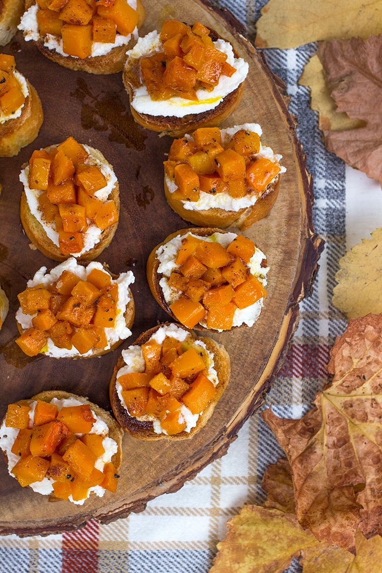 Roasted Butternut Squash and Ricotta Crostini